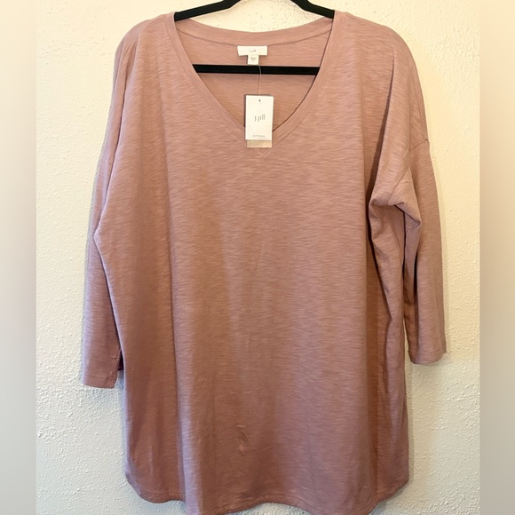 J. Jill Tops - J. Jill Women’s Blush Pink Tunic Long Sleeve V- Neck Cotton Blend Size L NWT